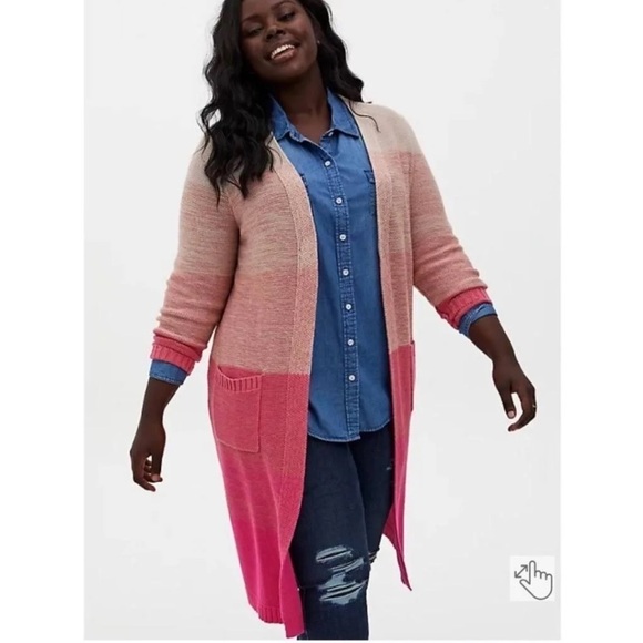TORRID Gradient Pink Long Sleeve Duster Cardigan - Picture 2 of 12